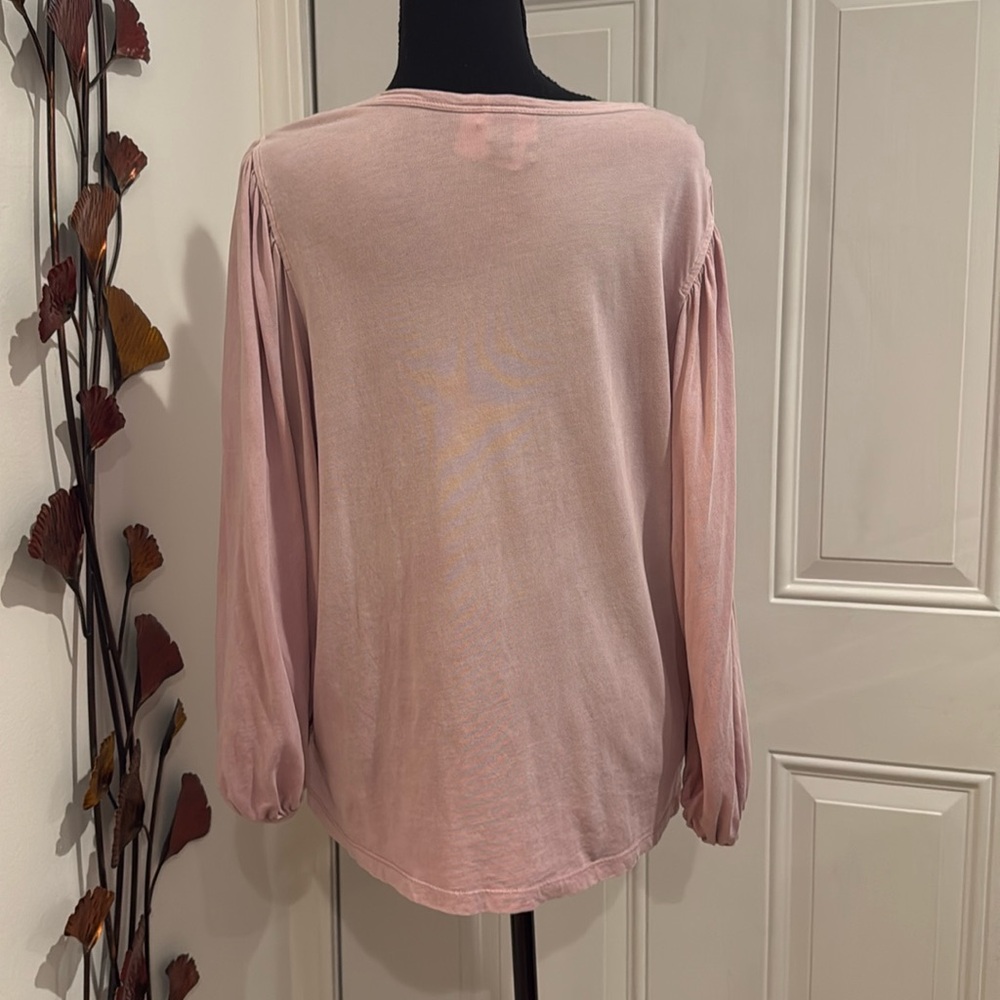 Universal Thread Womens Dusty Pink Lilac Puff Balloon Sleeve Cotton Top Medium - Picture 9 of 15